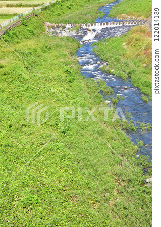 Early autumn view from Fureai Bridge, Usune River, Kawaba Village, Tone District 122014189
