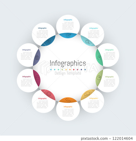 Infographic 10 options design elements for your business data. Vector Illustration. 122014604