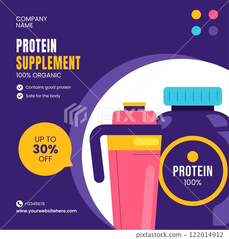 Creative Protein Supplements Social Media Illustration with Hand-Drawn Elements Creative Protein Supplements Social Media Illustration with Hand-Drawn Elements 122014912