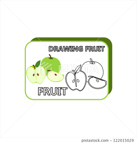 Three Green Apples to be colored, the coloring book 122015029