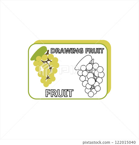 Illustration of isolated colorful and black and white grapes for coloring book 122015040