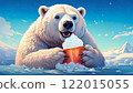 北極熊開心地吃著刨冰 122015055