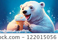 北極熊開心地吃著刨冰 122015056