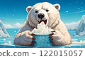 北極熊開心地吃著刨冰 122015057