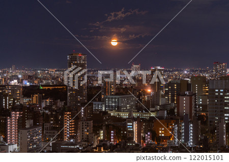 《Tokyo》Night view of central Tokyo and moonrise 《Tokyo》Night view of central Tokyo and moonrise 122015101