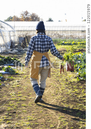 Image of a female farmer working in the fields Image of a female farmer working in the fields 122015979