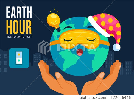 Earth Hour Digital Illustration for Social Media Background with Eco Themes Earth Hour Digital Illustration for Social Media Background with Eco Themes 122016446