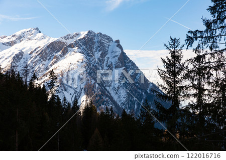 Wintertime landscape of Alps on Simplon Pass 122016716