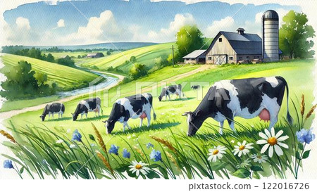 Farm scenery with cows/dairy farming 122016726