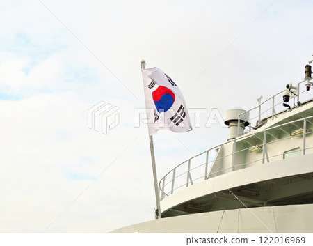 Korean National flags on the bridge 122016969
