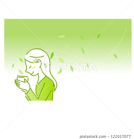 享受茶香的女人:插畫素材:背景 享受茶香的女人:插畫素材:背景 122017077