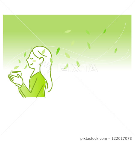 享受茶香的女人:插畫素材:背景 享受茶香的女人:插畫素材:背景 122017078
