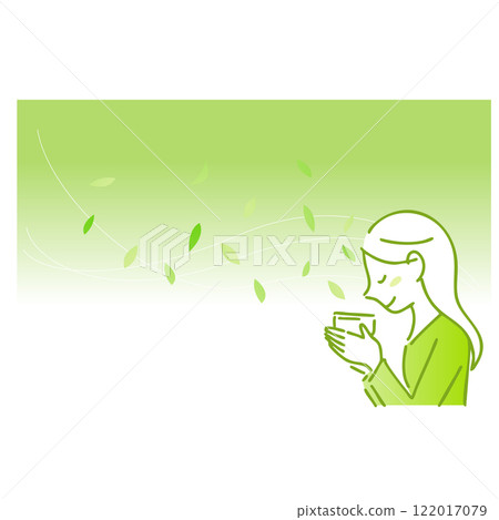 享受茶香的女人:插畫素材:背景 享受茶香的女人:插畫素材:背景 122017079