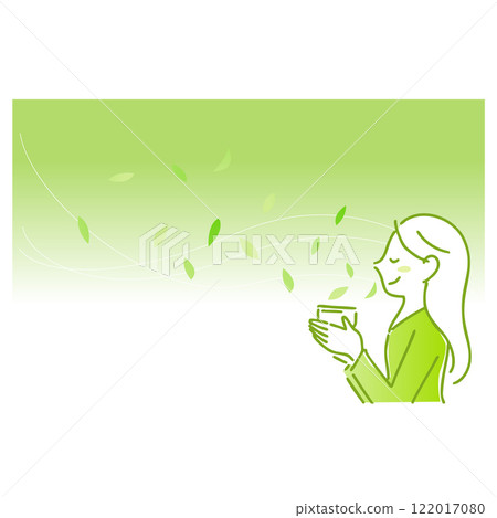 享受茶香的女人:插畫素材:背景 享受茶香的女人:插畫素材:背景 122017080
