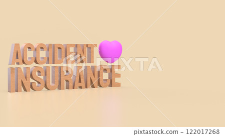 The Accident insurance wood and pink heart 3d rendering image. 122017268