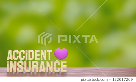 The Accident insurance wood and pink heart 3d rendering image. 122017269