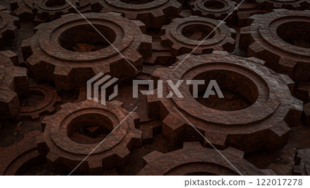 The Rusty Gear for engine or Background concept 3d rendering. 122017278