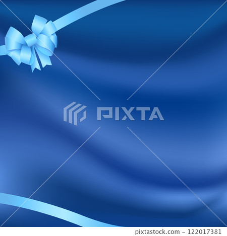 Light blue ribbon and blue cloth background, square Light blue ribbon and blue cloth background, square 122017381