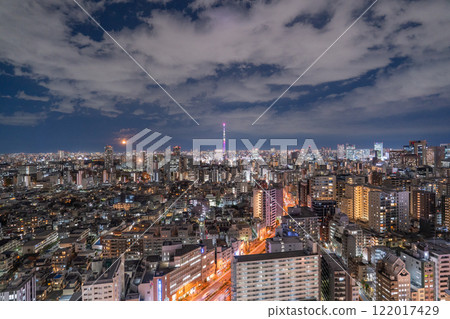 Tokyo: City night view overlooking the Skytree 122017429
