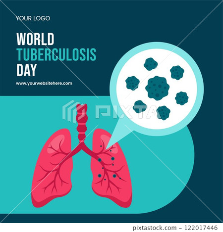 Hand-Drawn World Tuberculosis Day Social Media Template in Flat Cartoon Design Illustration 122017446