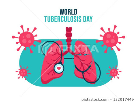 Flat Cartoon Background Template for World Tuberculosis Day Social Media Design 122017449
