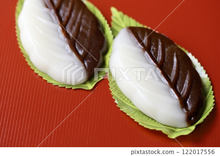 Bekomochi Japanese sweets served on a lacquered tray Bekomochi Japanese sweets served on a lacquered tray 122017556