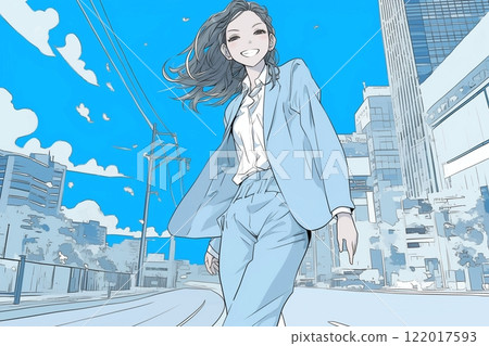 穿著西裝的美麗女性插畫“AI生成圖像” 穿著西裝的美麗女性插畫“AI生成圖像” 122017593