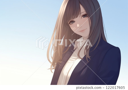 穿著西裝的美麗女性插畫“AI生成圖像” 穿著西裝的美麗女性插畫“AI生成圖像” 122017605