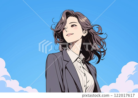 穿著西裝的美麗女性插畫“AI生成圖像” 穿著西裝的美麗女性插畫“AI生成圖像” 122017617