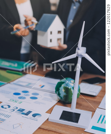 Carbon offset price report CO2 emission. Future growth Net zero waste in ESG ethical SME office protect climate change global warming social issues project. Group of asia people Eco friendly SDGs plan 122017629