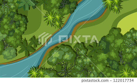 Lush River Flowing Through Dense Forest Lush River Flowing Through Dense Forest 122017734