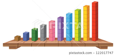 Colorful Bar Graph on Wooden Base Colorful Bar Graph on Wooden Base 122017747