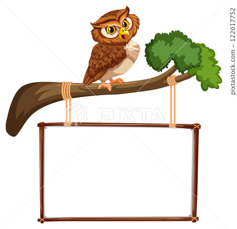 Owl on Branch with Hanging Sign Owl on Branch with Hanging Sign 122017752