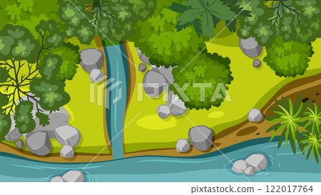 Lush Forest with Flowing River 122017764