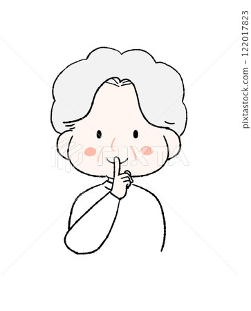 Illustration of a senior woman doing a secret pose 122017823