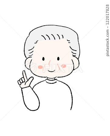 一位老人指著一個點的插圖 一位老人指著一個點的插圖 122017828