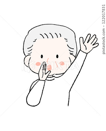 Illustration of a senior man calling someone far away 122017831