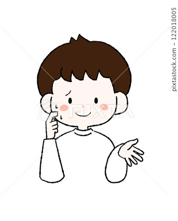 一個男孩找藉口的插圖 一個男孩找藉口的插圖 122018005