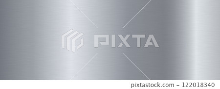Grey metallic gradient texture. Silver metal foil background. Wide shiny titan or steel sheet for label, plate, sign, tag, print. Gray stainless textured material surface. Vector chrome backdrop Grey metallic gradient texture. Silver metal foil background. Wide shiny titan or steel sheet for label, plate, sign, tag, print. Gray stainless textured material surface. Vector chrome backdrop 122018340