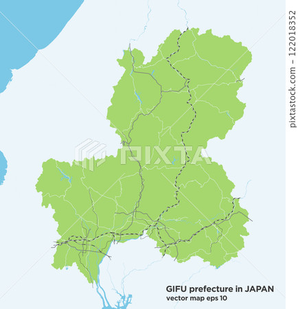 日本岐阜縣簡單綠色路線圖 122018352