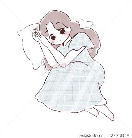 A fragile girl lying on a pillow 122018409