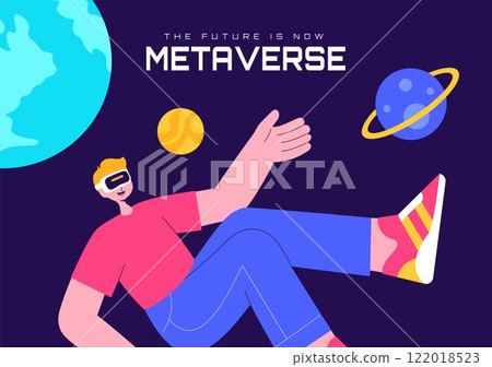 Flat Cartoon Illustration of Metaverse Social Media Background Templates 122018523
