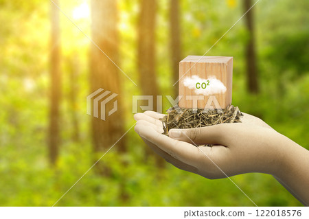 The human hand shows a sign of carbon reduction for decreased CO2 The human hand shows a sign of carbon reduction for decreased CO2 122018576