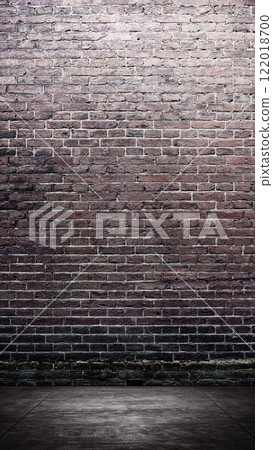 Red wall with plastered concrete floor. Abstract pattern of a brick wall Red wall with plastered concrete floor. Abstract pattern of a brick wall 122018700