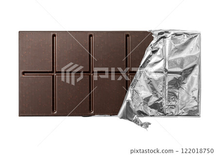 A chocolate bar with the foil removed 122018750