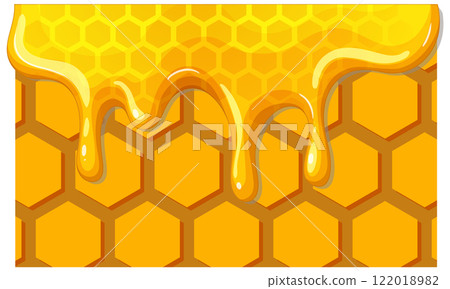 Honeycomb with Dripping Honey Illustration 122018982
