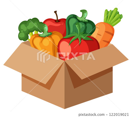 Fresh Vegetables in a Cardboard Box 122019021