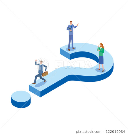 Question mark and businessman 122019084