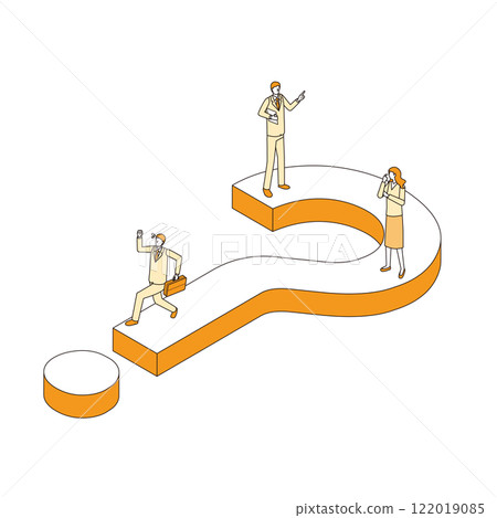 Question mark and businessman Question mark and businessman 122019085