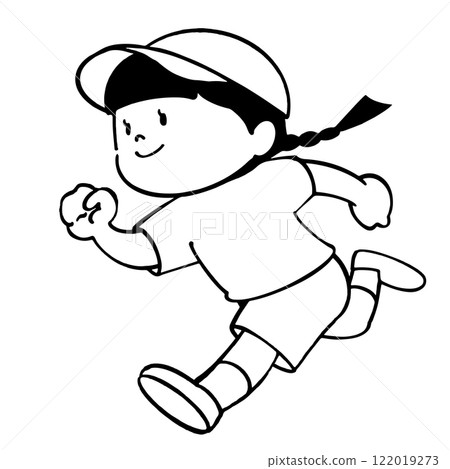 一個跑步女孩的單色插圖 一個跑步女孩的單色插圖 122019273